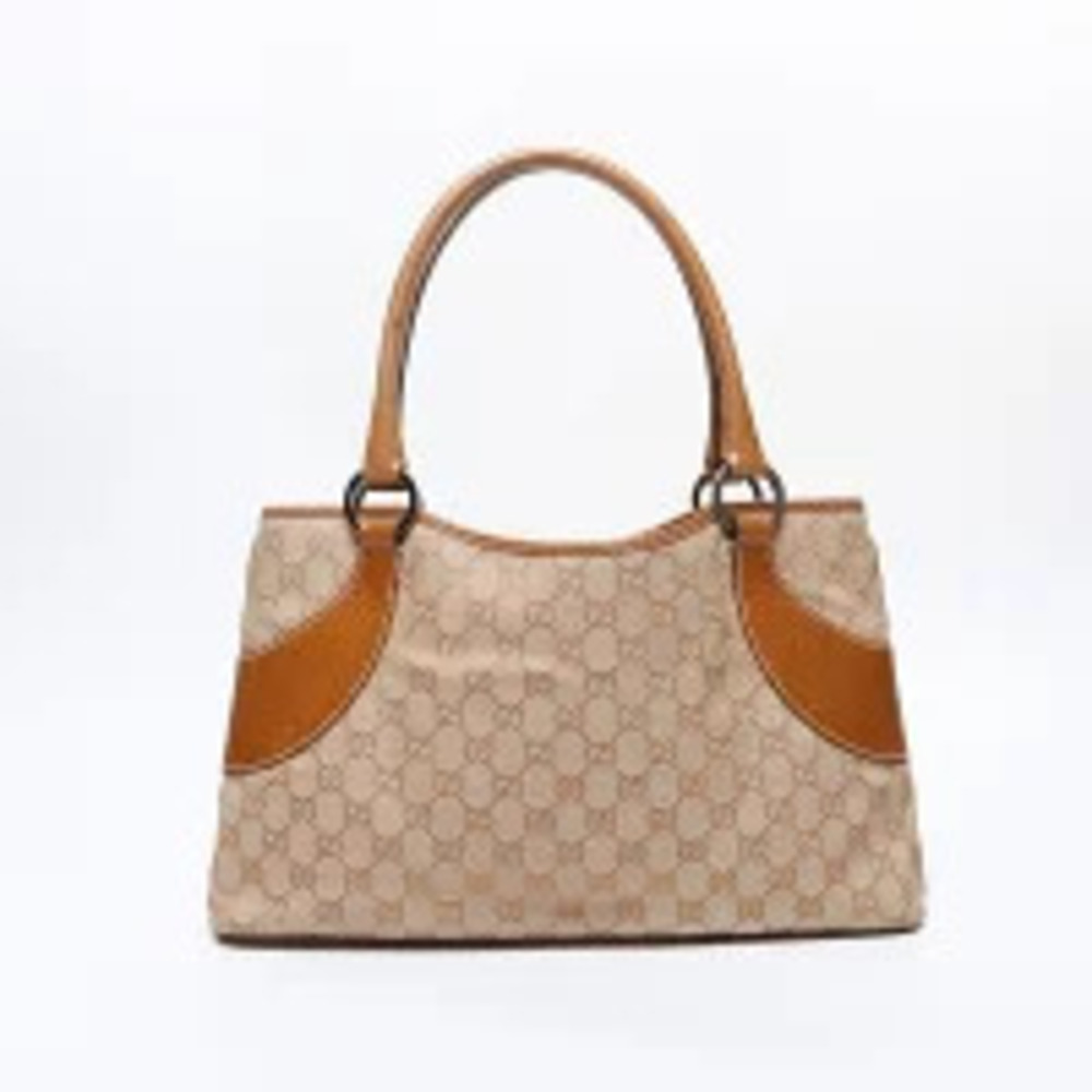 Gucci Canvas GG Beige Leather Handbag